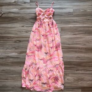 NanaMacs Pink and Cream Maxi Dress